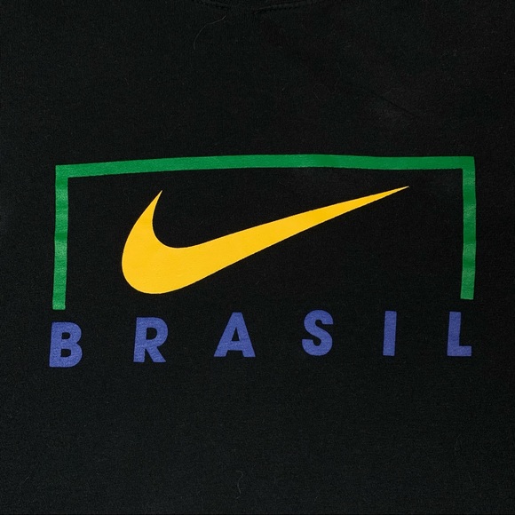 SOLD Nike Tee Athletic Cut Brasil Brazil XXL Men Green Yellow Blue Black Check - Picture 3 of 9